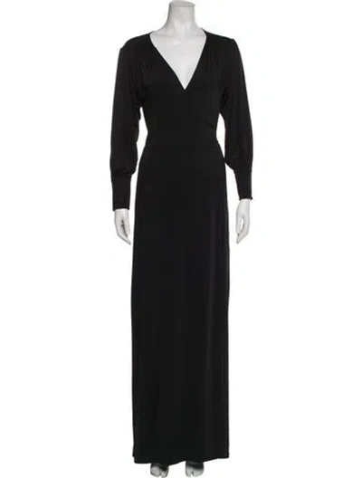 Pre-owned Melissa Odabash V-neck Long Dress In Black