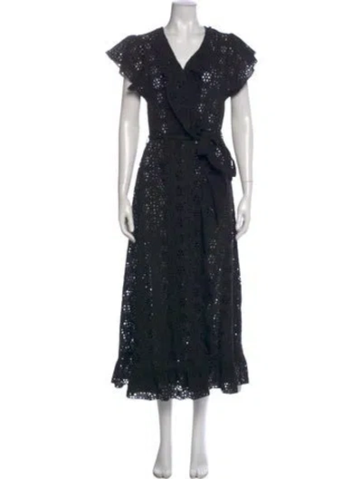 Pre-owned Melissa Odabash V-neck Long Dress In Black