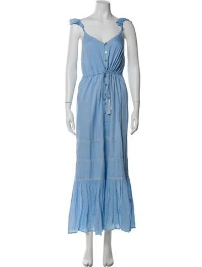Pre-owned Melissa Odabash V-neck Long Dress In Blue
