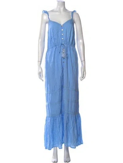 Pre-owned Melissa Odabash V-neck Long Dress In Blue