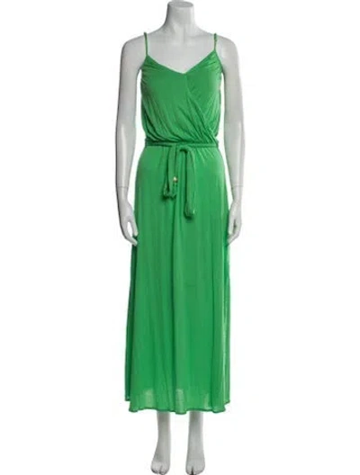 Pre-owned Melissa Odabash V-neck Long Dress In Green