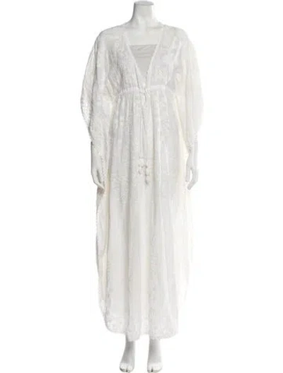 Pre-owned Melissa Odabash V-neck Long Dress In Neutral