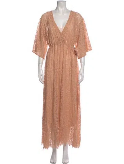 Pre-owned Melissa Odabash V-neck Long Dress In Neutrals