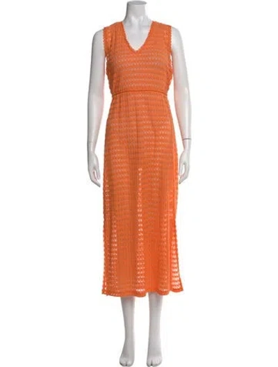 Pre-owned Melissa Odabash V-neck Long Dress In Orange