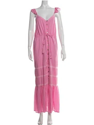 Pre-owned Melissa Odabash V-neck Long Dress In Pink