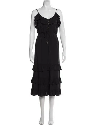 Pre-owned Melissa Odabash V-neck Long Dress W/ Tags In Black