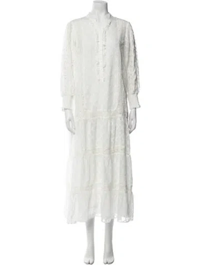 Pre-owned Melissa Odabash V-neck Long Dress W/ Tags In White