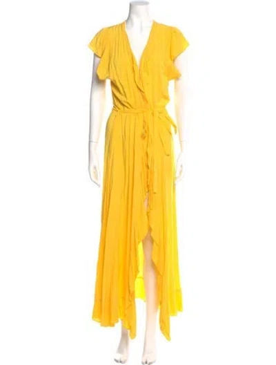 Pre-owned Melissa Odabash V-neck Long Dress W/ Tags In Yellow