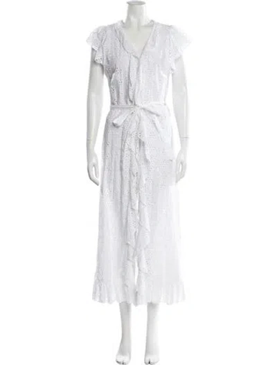 Pre-owned Melissa Odabash V-neck Long Dress In White