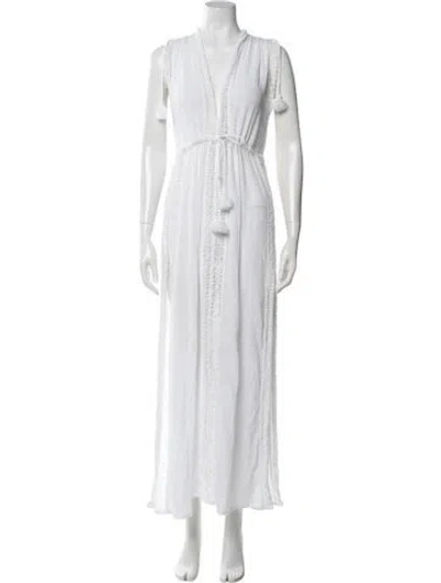 Pre-owned Melissa Odabash V-neck Long Dress In White