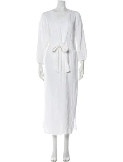 Pre-owned Melissa Odabash V-neck Long Dress In White