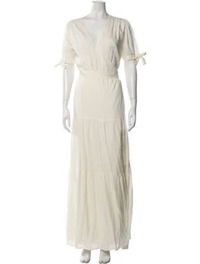 Pre-owned Melissa Odabash V-neck Long Dress In White