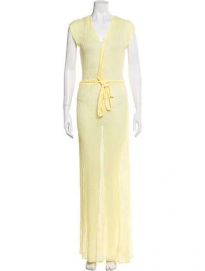 Pre-owned Melissa Odabash V-neck Long Dress In Yellow