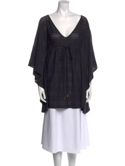 Pre-owned Melissa Odabash V-neck Long Sleeve Tunic In Blue