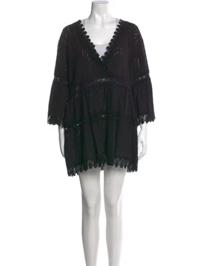 Pre-owned Melissa Odabash V-neck Mini Dress In Black