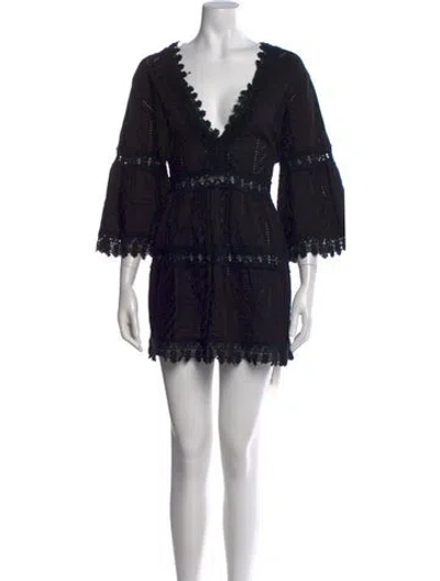 Pre-owned Melissa Odabash V-neck Mini Dress In Black