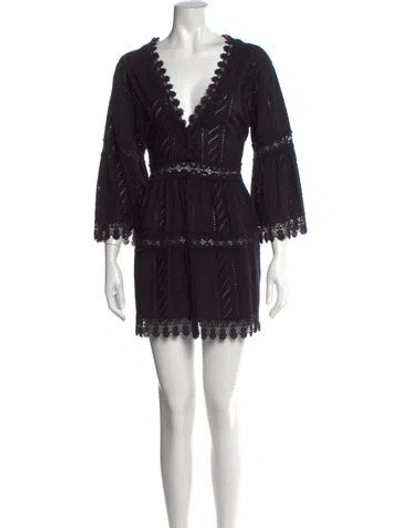 Pre-owned Melissa Odabash V-neck Mini Dress In Black