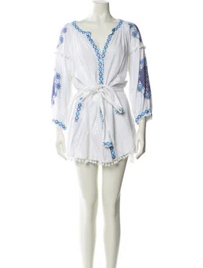 Pre-owned Melissa Odabash V-neck Mini Dress In Blue