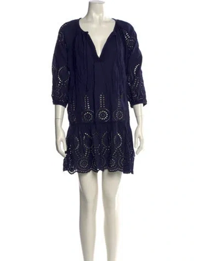 Pre-owned Melissa Odabash V-neck Mini Dress In Blue