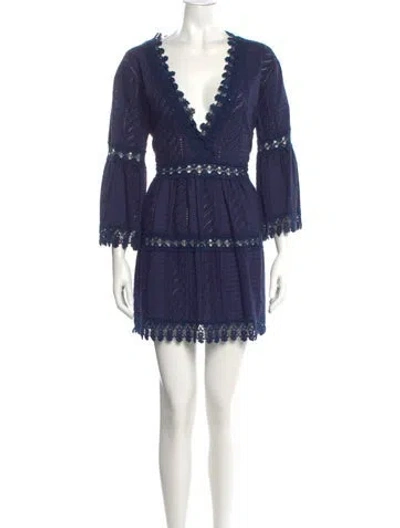 Pre-owned Melissa Odabash V-neck Mini Dress In Blue