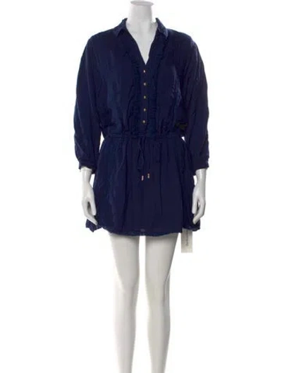 Pre-owned Melissa Odabash V-neck Mini Dress In Blue