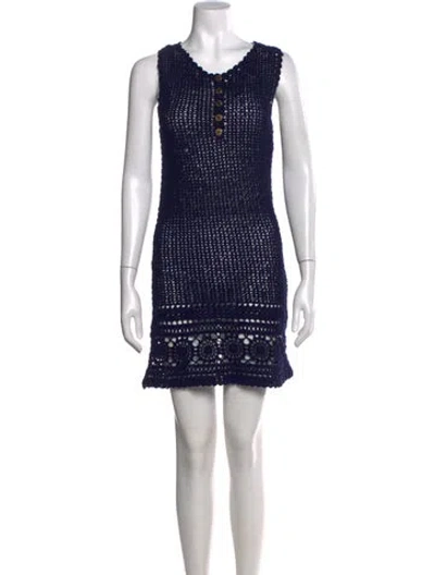 Pre-owned Melissa Odabash V-neck Mini Dress In Blue