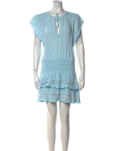 Pre-owned Melissa Odabash V-neck Mini Dress In Blue