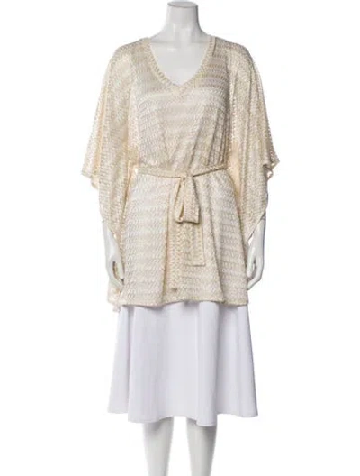 Pre-owned Melissa Odabash V-neck Mini Dress In Gold