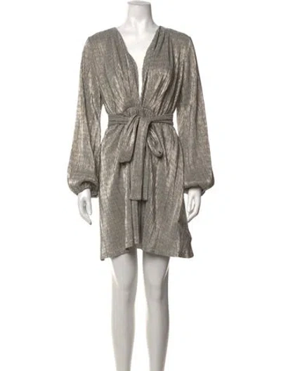 Pre-owned Melissa Odabash V-neck Mini Dress In Gold/metallic