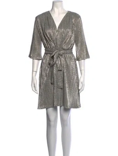 Pre-owned Melissa Odabash V-neck Mini Dress In Metallic