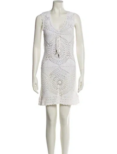 Pre-owned Melissa Odabash V-neck Mini Dress In Multi