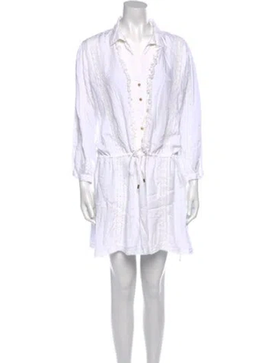 Pre-owned Melissa Odabash V-neck Mini Dress In Neutral