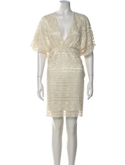 Pre-owned Melissa Odabash V-neck Mini Dress In Neutral