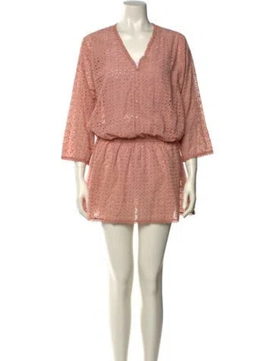 Pre-owned Melissa Odabash V-neck Mini Dress In Orange