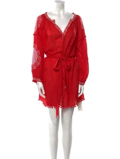 Pre-owned Melissa Odabash V-neck Mini Dress In Red