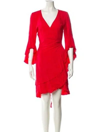 Pre-owned Melissa Odabash V-neck Mini Dress In Red