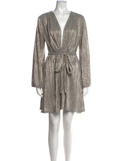 Pre-owned Melissa Odabash V-neck Mini Dress In Silver