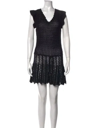 Pre-owned Melissa Odabash V-neck Mini Dress W/ Tags In Black