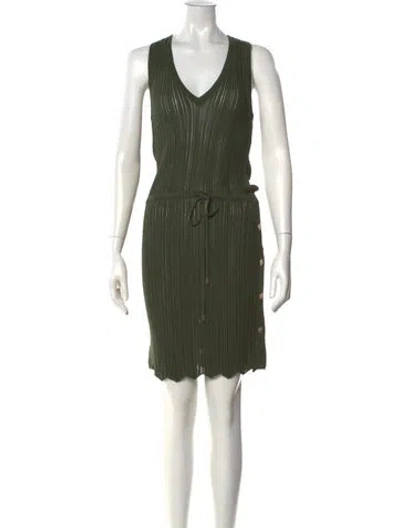 Pre-owned Melissa Odabash V-neck Mini Dress W/ Tags In Green