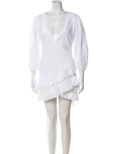 Pre-owned Melissa Odabash V-neck Mini Dress In White