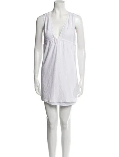 Pre-owned Melissa Odabash V-neck Mini Dress In White