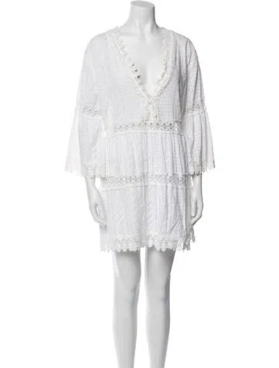 Pre-owned Melissa Odabash V-neck Mini Dress In White