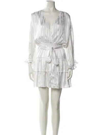 Pre-owned Melissa Odabash V-neck Mini Dress In White