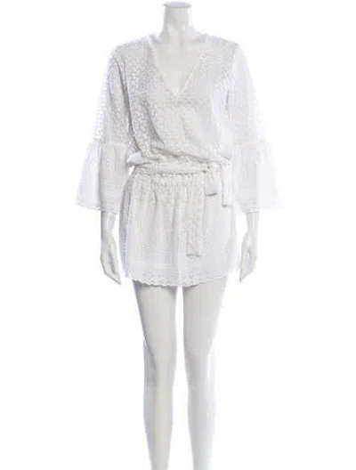 Pre-owned Melissa Odabash V-neck Mini Dress In White