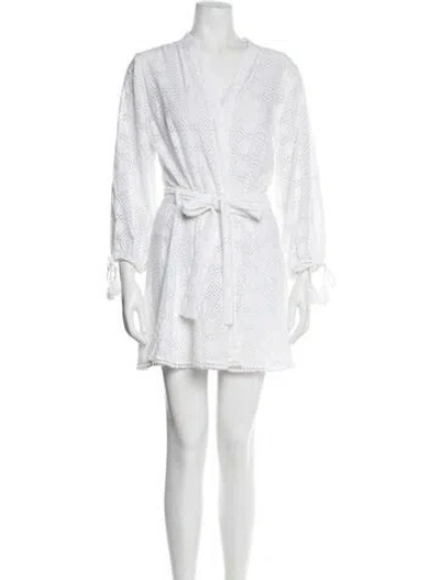 Pre-owned Melissa Odabash V-neck Mini Dress In White