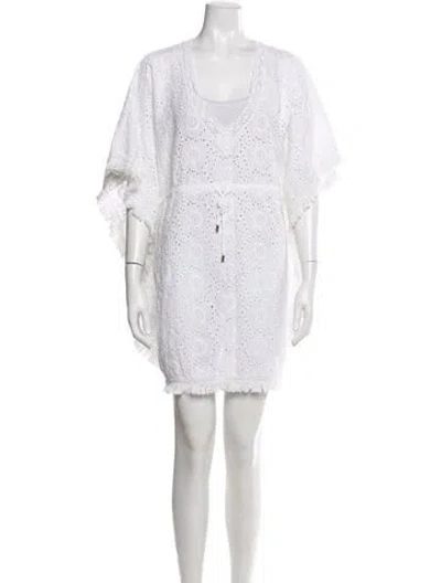 Pre-owned Melissa Odabash V-neck Mini Dress In White