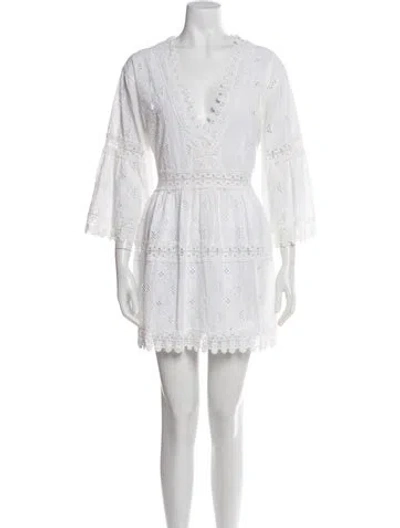 Pre-owned Melissa Odabash V-neck Mini Dress In White