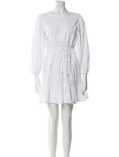 Pre-owned Melissa Odabash V-neck Mini Dress In White