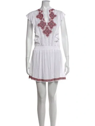 Pre-owned Melissa Odabash V-neck Mini Dress In White