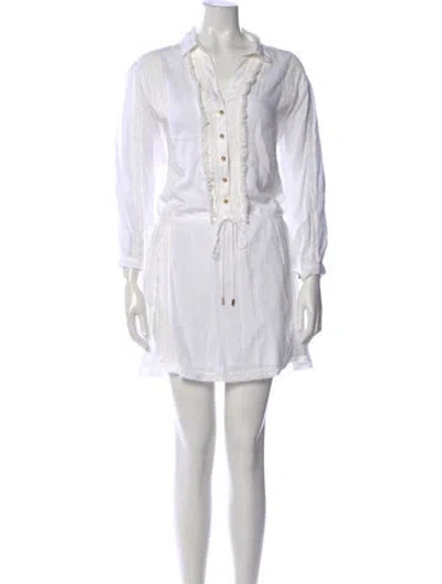 Pre-owned Melissa Odabash V-neck Mini Dress In White